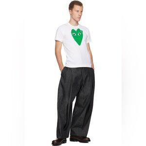 PLAY Comme des Garçons White Large Green Heart and Emblem T-Shirt